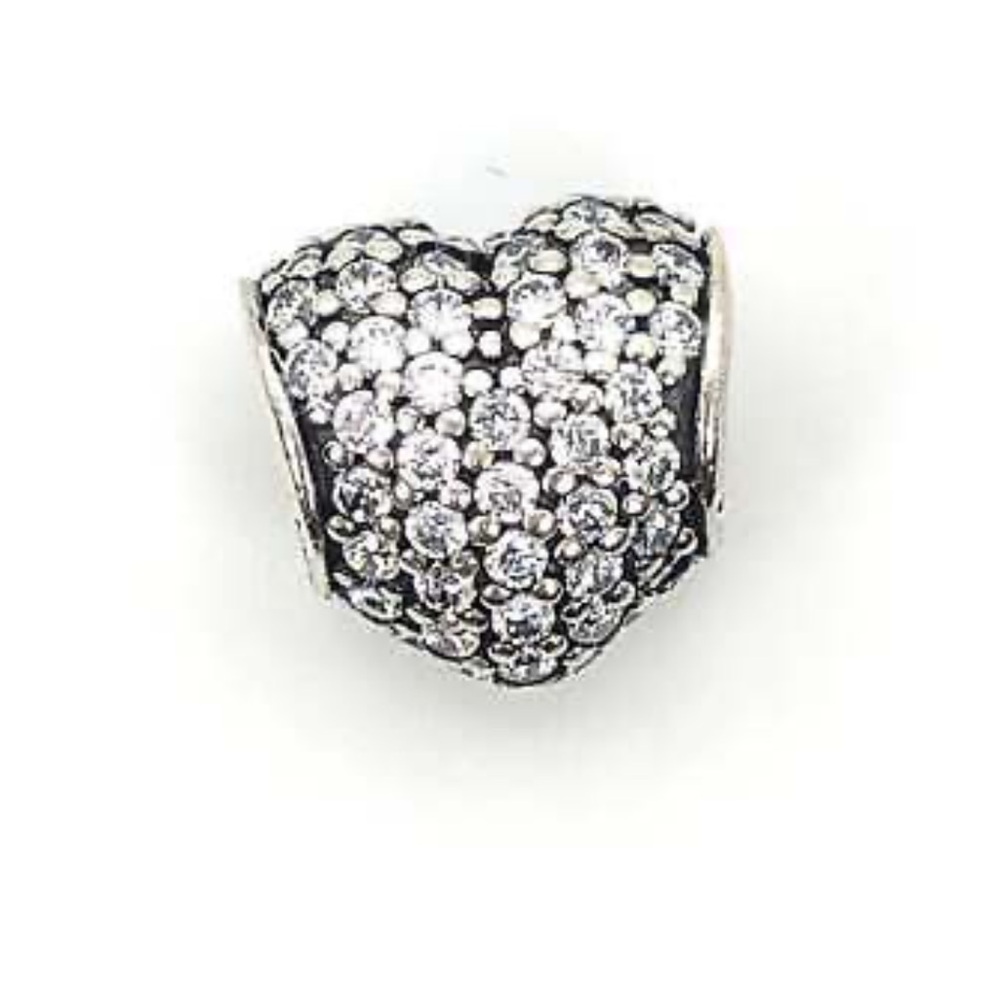 Pandora Charm ✨ Silver Sparkly Shimmer Eternal Love Classic Heart Charm Gem